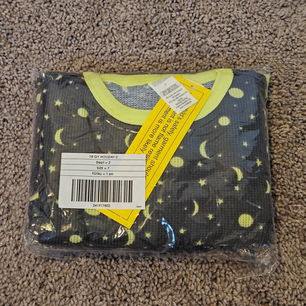 Gymboree Pajama Set Kids Size 7 Gymmie Galaxy Stars Thermal  Waffle Knit Moon PJ